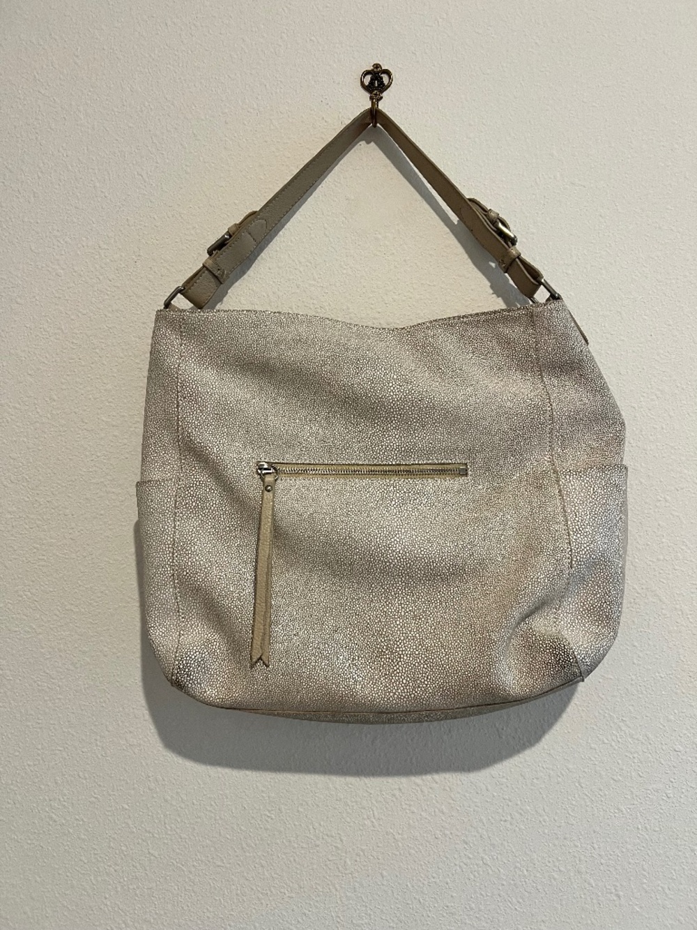 Sorial Lexi metallic taupe stingray-embossed leather hobo bag